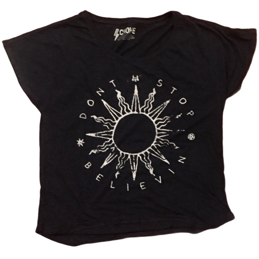Don’t Stop Believin’ Black Sun Tee by Choke Sz M